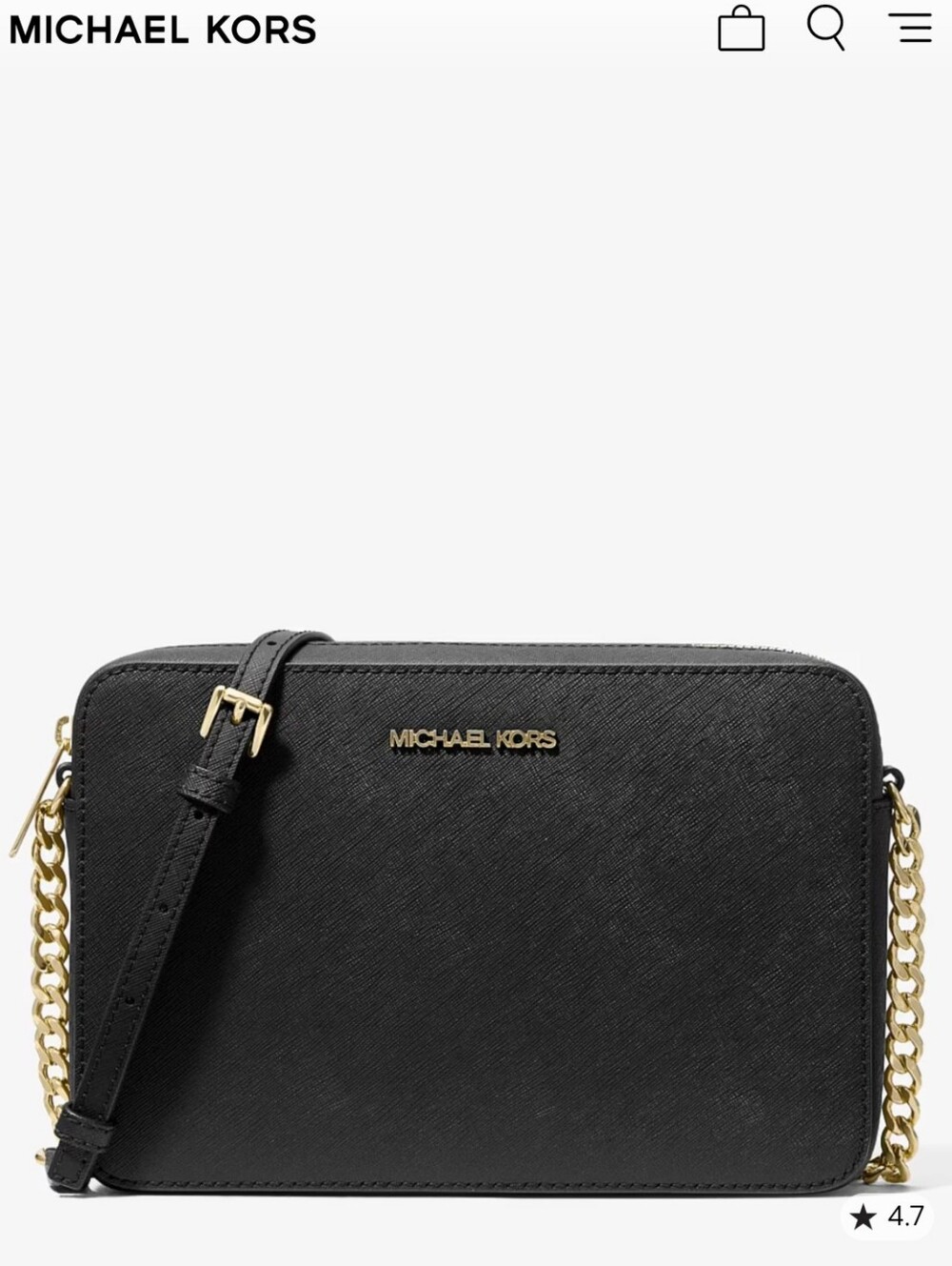 Michael Kors Black Jet Set Saffiano Crossbody Bag with Gold Hardware